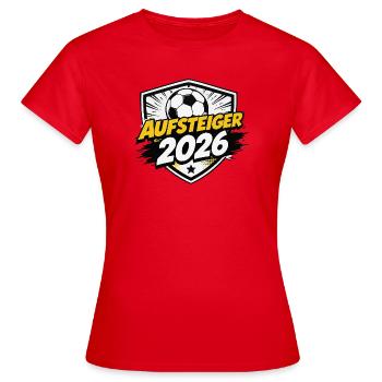 Aufsteiger 2026 Shield - Frauen T-Shirt - Rot - Vorne - AI Model Female 172 dark (172cm)