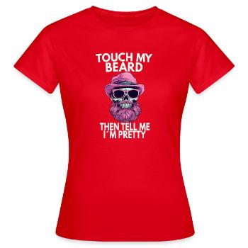 Touch My Beard Funny Skull Beard Design - Frauen T-Shirt - Rot - Vorne - AI Model Female 172 dark (172cm)