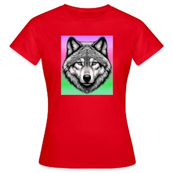 Wolf - Frauen T-Shirt - Rot - Vorne - AI Model Female 172 dark (172cm)