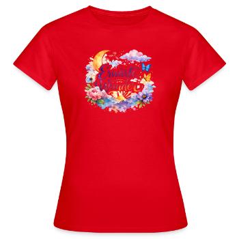 Erwarte Wunder Watercolor Floral Inspiration - Frauen T-Shirt - Rot - Vorne - AI Model Female 172 dark (172cm)