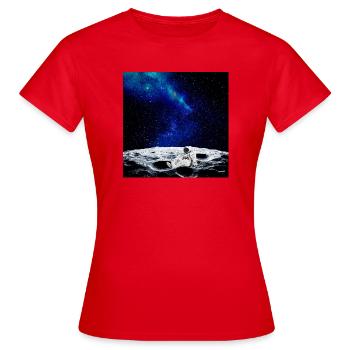 Mondgebundener Astronaut in Ruhe - Frauen T-Shirt - Rot - Vorne - AI Model Female 172 dark (172cm)