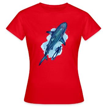 Requin tigre & Plongeur - T-shirt Femme - rouge - Devant - AI Model Female 172 dark (172cm)