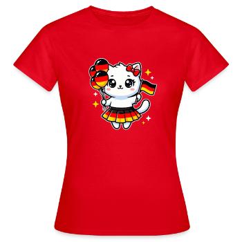 Chaton avec des ballons sous drapeau allemand - T-shirt Femme - rouge - Devant - AI Model Female 172 dark (172cm)