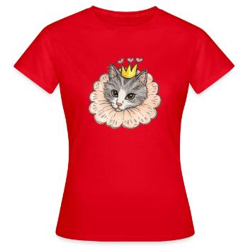 Cat Princess with Heart Crown - Women's T-Shirt - red - Front - AI Model Female 172 dark (172cm)