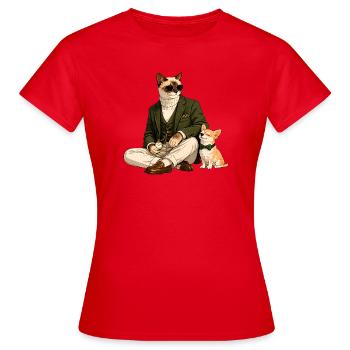 Chats élégants et chihuahua dans le style gentleman - T-shirt Femme - rouge - Devant - AI Model Female 172 dark (172cm)
