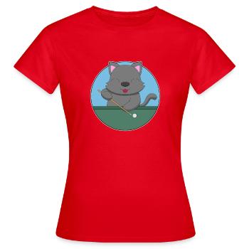 Katze Billiard Queue - Frauen T-Shirt - Rot - Vorne - AI Model Female 172 dark (172cm)
