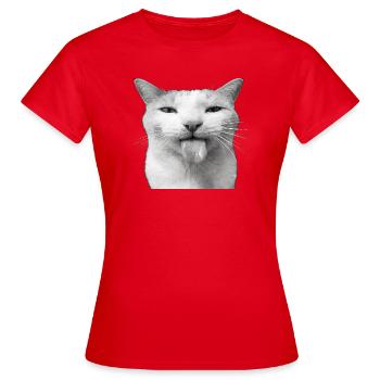 Lustige Katze – Frecher Kater Meme - Frauen T-Shirt - Rot - Vorne - AI Model Female 172 dark (172cm)