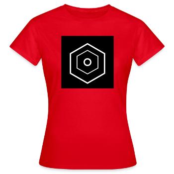 Logo hexagonal à plusieurs niveaux noir - T-shirt Femme - rouge - Devant - AI Model Female 172 dark (172cm)