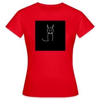 Minimalist cat on black - Women's T-Shirt - red - Front - AI Model Female 172 dark (172cm)