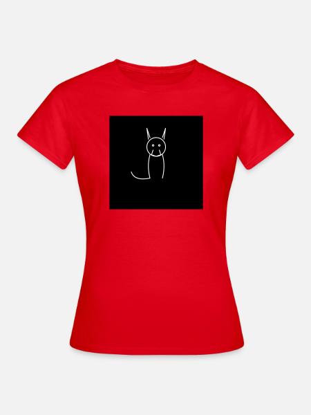 Minimalist cat on black - Women's T-Shirt - red