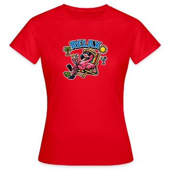 Flamant rose détendu sur une chaise longue - T-shirt Femme - rouge - Devant - AI Model Female 172 dark (172cm)