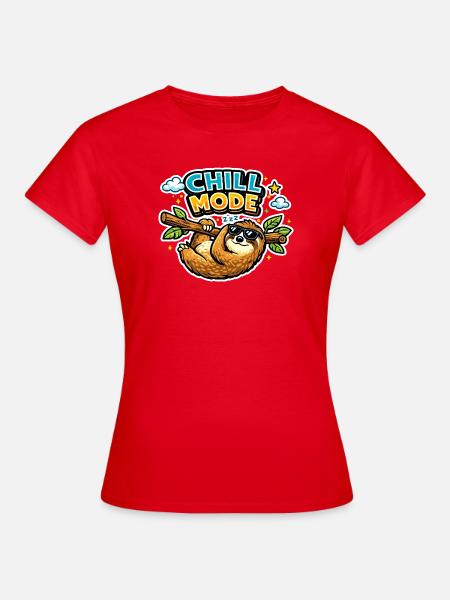 Chill Mode Sloth Cartoon - Frauen T-Shirt - Rot