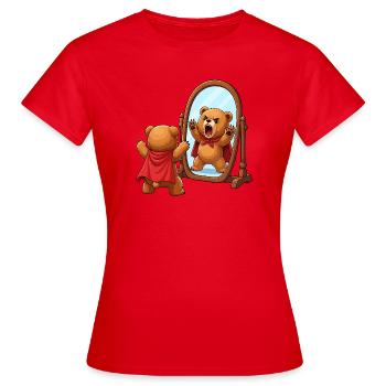 Mutiger Bärenheld im Spiegel - Frauen T-Shirt - Rot - Vorne - AI Model Female 172 dark (172cm)