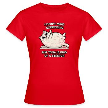 Cat Yoga Stretch Meme - Women's T-Shirt - red - Front - AI Model Female 172 dark (172cm)