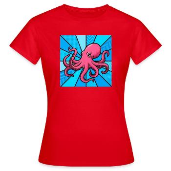 Krake - Frauen T-Shirt - Rot - Vorne - AI Model Female 172 dark (172cm)
