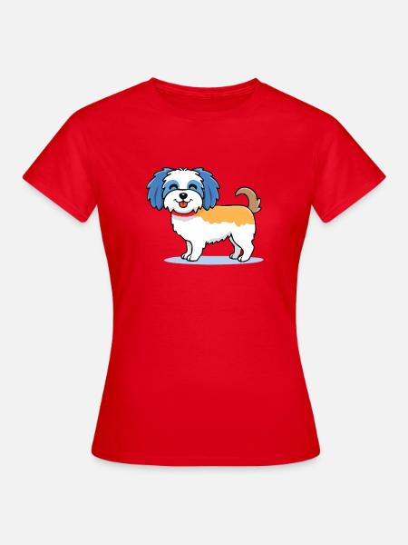 Niedlicher Havaneser (Comic/Bunt) - Frauen T-Shirt - Rot