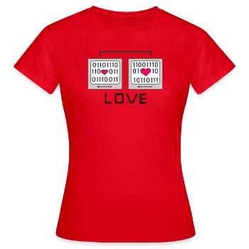 Binary Heart Duo - T-shirt Femme - rouge - Devant - AI Model Female 172 dark (172cm)