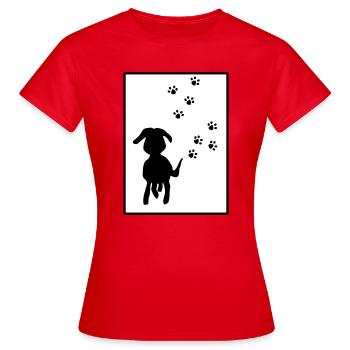 Paw Tracks: Dog Silhouette - Women's T-Shirt - red - Front - AI Model Female 172 dark (172cm)