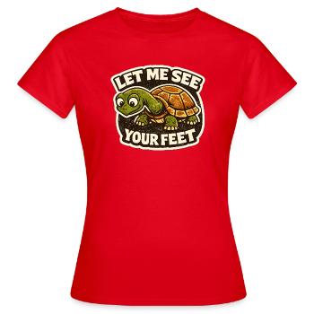 La tortue exige : Montrez vos pieds - T-shirt Femme - rouge - Devant - AI Model Female 172 dark (172cm)