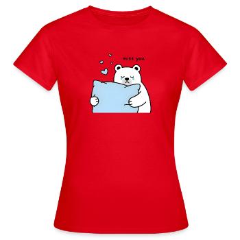 Ours amour triste "Miss You" - T-shirt Femme - rouge - Devant - AI Model Female 172 dark (172cm)