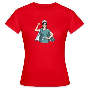 Nurse Superhero Caregiver Gift T-shirt - Women's T-Shirt - red - Front - AI Model Female 172 dark (172cm)