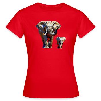 Éléphants - T-shirt Femme - rouge - Devant - AI Model Female 172 dark (172cm)