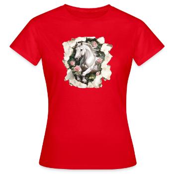 Pferd - Frauen T-Shirt - Rot - Vorne - AI Model Female 172 dark (172cm)