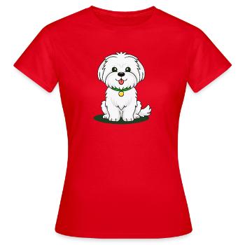 Petit Chiot Maltais (bande dessinée) - T-shirt Femme - rouge - Devant - AI Model Female 172 dark (172cm)