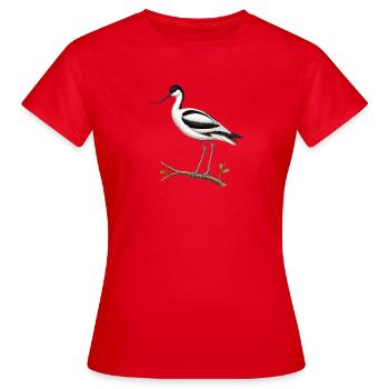 Eleganter Avocet – ornithologische Illustration - Frauen T-Shirt - Rot - Vorne - AI Model Female 172 dark (172cm)