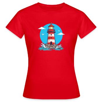 Lighthouse - Maritime, Sea, Coast, North Sea, Hope - Women's T-Shirt - red - Front - AI Model Female 172 dark (172cm)
