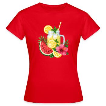 Geometrische Limonade | Sommer Drink Low Poly  - Frauen T-Shirt - Rot - Vorne - AI Model Female 172 dark (172cm)