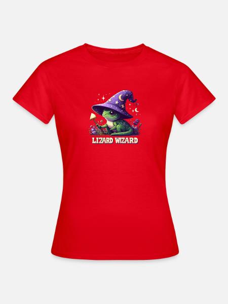Lizard Wizard Sternenhut - Frauen T-Shirt - Rot