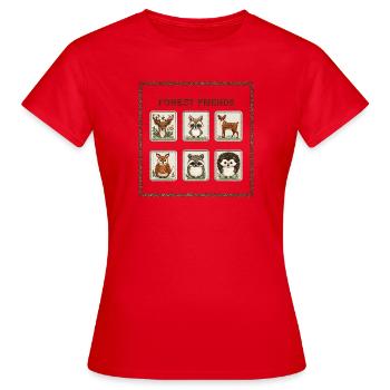 Waldfreunde Patch Kollektion - Frauen T-Shirt - Rot - Vorne - AI Model Female 172 dark (172cm)