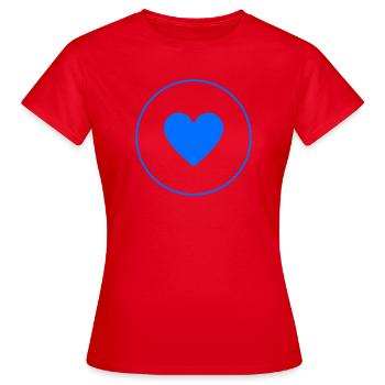 Blue Heart Circle | Minimal Design - Frauen T-Shirt - Rot - Vorne - AI Model Female 172 dark (172cm)