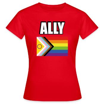 Inclusive Pride Flag Gay Ally - Women's T-Shirt - red - Front - AI Model Female 172 dark (172cm)