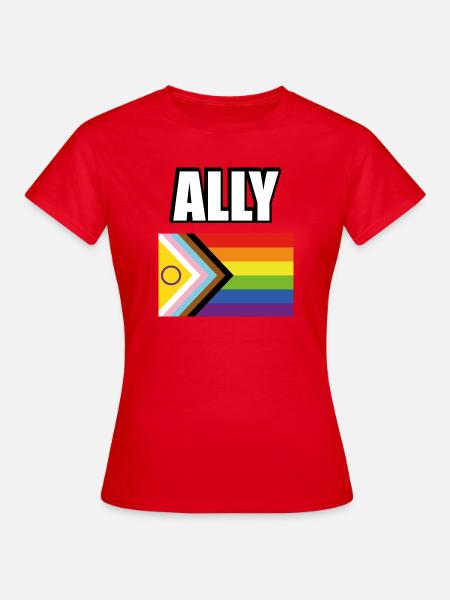Inklusive Pride-Flagge schwuler Verbündeter - Frauen T-Shirt - Rot