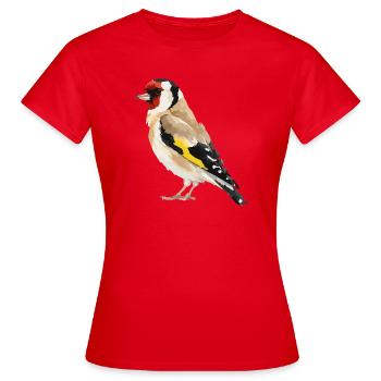 Goldfinch Geometrische Vogelkunst - Frauen T-Shirt - Rot - Vorne - AI Model Female 172 dark (172cm)