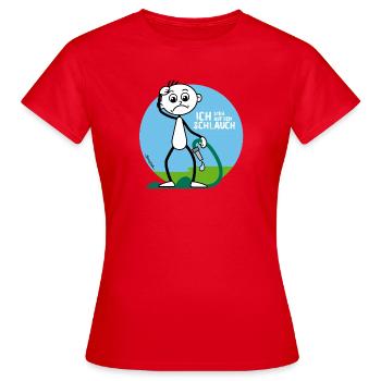 Strichel „steht auf dem Schlauch“ - Frauen T-Shirt - Rot - Vorne - AI Model Female 172 dark (172cm)