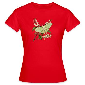 Naturalistische Illustration Butterfly Actias Luna - Frauen T-Shirt - Rot - Vorne - AI Model Female 172 dark (172cm)