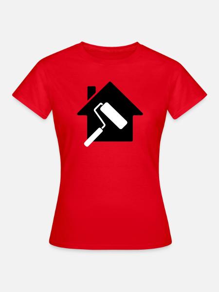 Maler Haus Farbrolle Motiv - Frauen T-Shirt - Rot