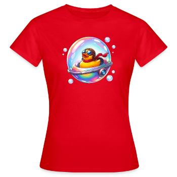 Globe spatial Starduck - T-shirt Femme - rouge - Devant - AI Model Female 172 dark (172cm)