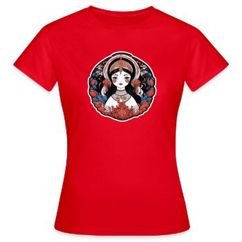Fille florale art déco - T-shirt Femme - rouge - Devant - AI Model Female 172 dark (172cm)