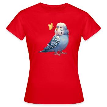 Perruche perruche avec papillon - T-shirt Femme - rouge - Devant - AI Model Female 172 dark (172cm)