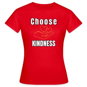 Wählen Sie Freundlichkeit Minimalistisches Liniendesign - Frauen T-Shirt - Rot - Vorne - AI Model Female 172 dark (172cm)