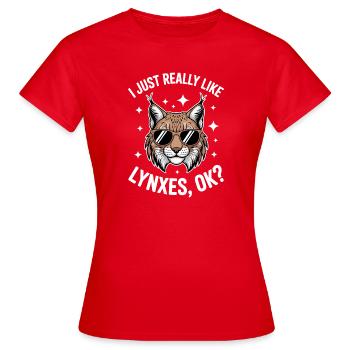 Lynx Dictions Lynx Boys Drôle de Lynx Cadeau de lynx - T-shirt Femme - rouge - Devant - AI Model Female 172 dark (172cm)