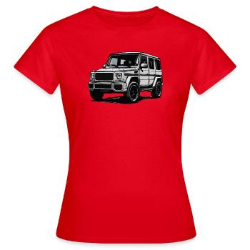G-Klasse Silhouette Illustration - Frauen T-Shirt - Rot - Vorne - AI Model Female 172 dark (172cm)