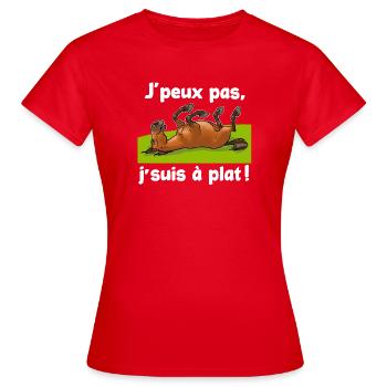 J'peux pas, j'suis à plat! - T-shirt Femme - rouge - Devant - AI Model Female 172 dark (172cm)
