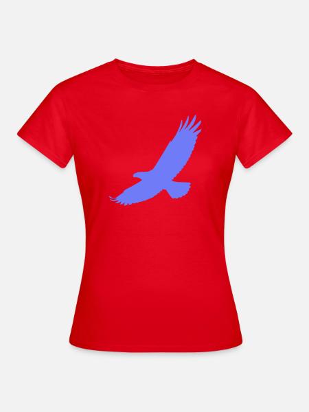 Blauer Vogel im Flug - Frauen T-Shirt - Rot