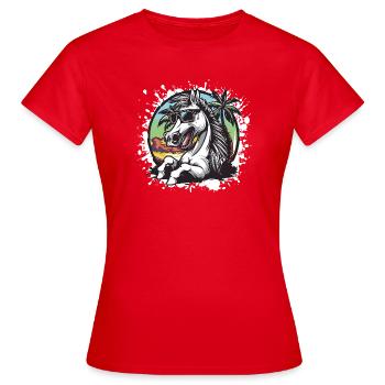 Bande dessinée d’été sur les chevaux - T-shirt Femme - rouge - Devant - AI Model Female 172 dark (172cm)