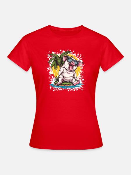 Schwein Sommer Comic - Frauen T-Shirt - Rot